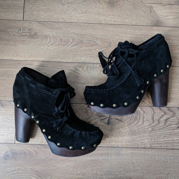 FLOGG | New Womens Black Suede Platform Shoe 10 - Picture 2 of 8